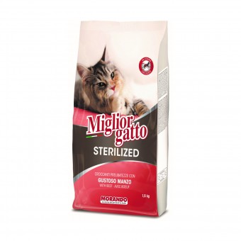 MIGLIOR GATTO STERILIZED CROCCANTINI GUSTO MANZO SACCO 1,5 KG, NUTRIZIONE, S168813, 100037
