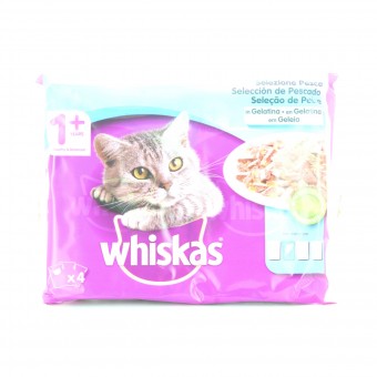 WHISKAS PESCE SALMONE-TONNO IN GELATINA 4 BUESTE DA 100 grammi, NUTRIZIONE, S167802, 100412