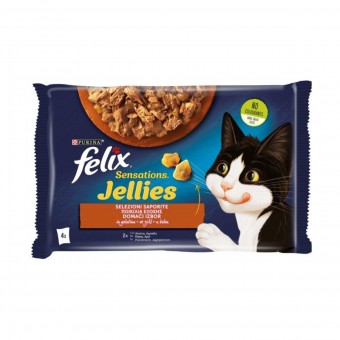 FELIX SENSATIONS JELLIES 4 BUSTE DA 85 GRAMMI 2 ANATRA 2 AGNELLO, NUTRIZIONE, S169068, 100977