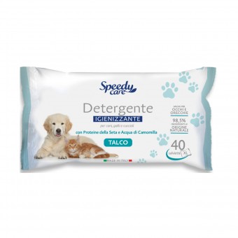 SPEEDY CARE 40 SALVIETTE XL DETERGENTE IGIENIZZANTE PER CANI, GATTI E CUCCIOLI AL PROFUMO DI TALCO, SALVIETTE, S168585, 101295