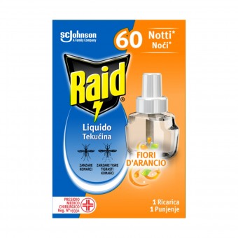 RAID RICARICA LIQUIDA 60 NOTTI FIORI D'ARANCIO, INSETTICIDI VOLANTI, S169496, 101519