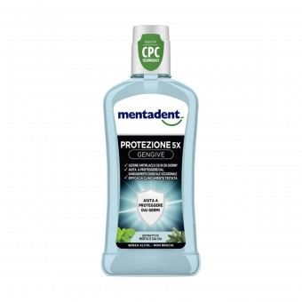 MENTADENT COLLUTORIO PROTEZIONE 5X GENGIVE SENZA ALCOL MENTA e SALVIA 400 ML, COLLUTORI, S169543, 101679