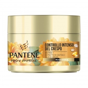 PANTENE MASCHERA CAPELLI MIRACLES CONTROLLO INTENSO DEL CRESPO BIOTINA ESTRATTO DI CACTUS OLIO DI ARGAN VASO 160 ML , DOPO SHAMPOO, S169652, 101826