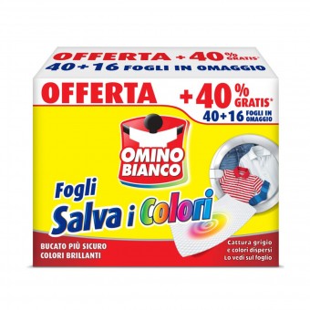 OMINO BIANCO SALVA I COLORI 40+16 FOGLI PER LAVATRICE, TRATTAMENTO BUCATO, S144293, 101874