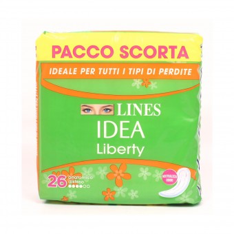 LINES IDEA LIBERTY GIORNO ANATOMICO DISTESO PACCO SCORTA 26 PEZZI, ASSORBENTI ESTERNI, S163414, 101941