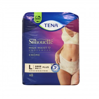 TENA SILHOUETTE CREME VITA ALTA MUTANDINA ASSORBENTE 8 PEZZI TAGLIA L, INCONTINENZA ADULTI, S142318, 101955