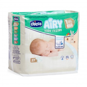 CHICCO AIRY ULTRA FIT & DRY 1 NEW BORN 2-5 KG 27 PZ PANNOLINI, PANNOLINI, S169782, 102280