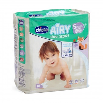CHICCO AIRY ULTRA FIT & DRY 5 JUNIOR 11-25 KG 18 PZ PANNOLINI, PANNOLINI, S169786, 102284