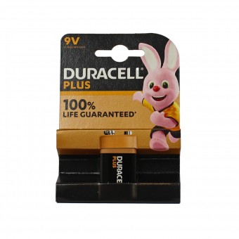 DURACELL PLUS 100 9 V MN1304 BATTERIA TRANSISTOR BLISTER 1 PEZZO, PILE, S003425, 102411