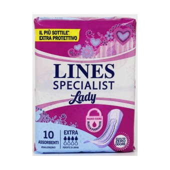 LINES SPECIALIST EXTRA ASSORBENTI ANTI-ODORE 10 PEZZI - DISPOSITIVO MEDICO CE CLASSE 1, INCONTINENZA ADULTI, S130471, 102890