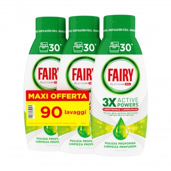FAIRY PLATINUM GEL LAVASTOVIGLIE 3 X ACTIVE POWERS PULIZIA PROFONDA 30 LAVAGGI 600 ML x 3 PEZZI, LAVASTOVIGLIE, S170315, 103460