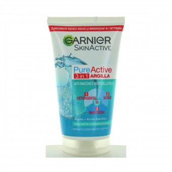 GARNIER PURE GEL 3in1 150 ML.DETERGENTE-SCRUB-MASCERA, PULIZIA VISO DONNA, S045250, 103463