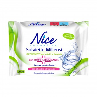 NICE 20 SALVIETTE MILLEUSI DETERGENTE PER ADULTI e BAMBINI EFFETTO IGIENIZZANTE, SALVIETTINE, S170348, 103559