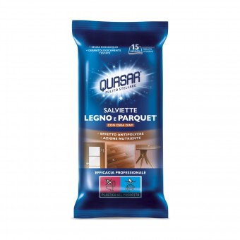 QUASAR LEGNO E PARQUET 15 SALVIETTE ANTIPOLVERE AZIONE NUTRIENTE, CURA MOBILI, S170636, 104302