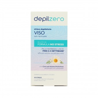 DEPILZERO 20 STRISCE DEPILATORIE VISO E CON ESTRATTI DI CAMOMILLA PER TUTTI I TIPI DI PELLE 20 PZ, STRISCE DEPILATORIE, S015996, 104341