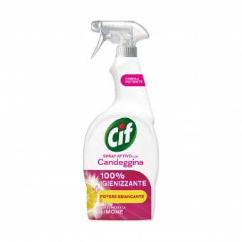 CIF SPRAY ATTIVO CON CANDEGGINA 100% IGIENIZZANTE FRESCHEZZA DI LIMONE 650 ML, SGRASSATORI, S169996, 104461