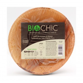 BIOCHIC PIATTO FONDO TONDO IN FOGLIA DI PALMA MONOUSO COMPOSTABILE DIAMETRO 18 CM 6 PEZZI, ACCESSORI TAVOLA USA E GETTA, S171038, 104688