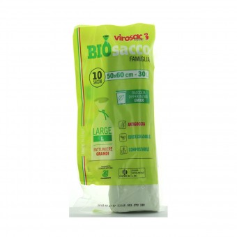 VIROSAC 10 BIOSACCO 50x60 30 LT RACCOLTA DIFFERENZIATA UMIDO, SACCHETTI SPAZZATURA, S140038, 104739
