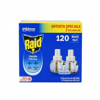 RAID RICARICA LIQUIDA INODORE 2 PZ 120 NOTTI, INSETTICIDI VOLANTI, S153752, 104858
