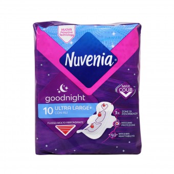 NUVENIA ULTRA LARGE+ CON ALI GOODNIGHT FLUSSO MOLTO ABBONDANTE 10 PZ ASSORBENTI, ASSORBENTI ESTERNI, S008850, 105502