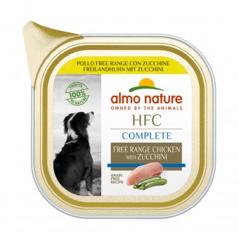 ALMO NATURE COMPLETE HFC CANE VASCHETTA POLLO FREE RANGE CON ZUCCHINE 85 GRAMMI, NUTRIZIONE, S171687, 106207