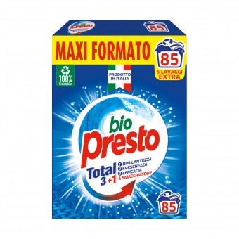 BIO PRESTO DETERSIVO POLVERE LAVATRICE FUSTONE 85 MISURINI , BUCATO LAVATRICE, S171394, 106245