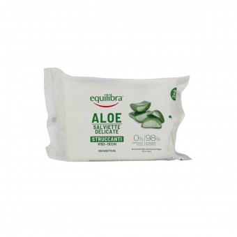 EQUILIBRA ALOE 25 SALVIETTE STRUCCANTI VISOeOCCHI, PULIZIA VISO DONNA, S040455, 107546