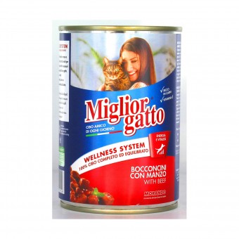 MIGLIOR GATTO BOCCONCINI MANZO LATTINA 405 GRAMMI, NUTRIZIONE, S006619, 15137