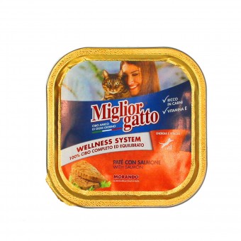 MIGLIOR GATTO PATE' SALMONE VASCHETTA 100 GRAMMI, NUTRIZIONE, S011799, 21436