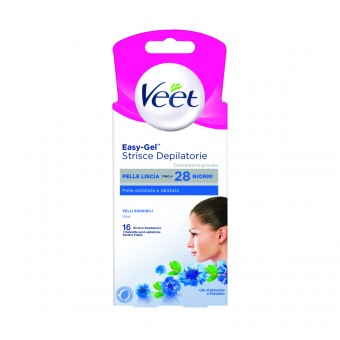 VEET 16 STRISCE DEPILATORIE VISO EASY-GEL PELLI SENSIBILI, DEPILAZIONE COSMETICA, S154520, 44863
