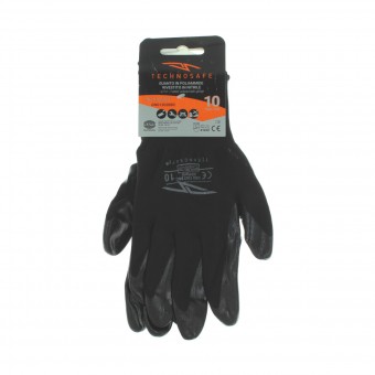 TECHNO SAFE GUANTI DA LAVORO MAGLIA SENZA CUCITURE SPALMATURA IN NITRILE SU PALMO E DITA TAGLIA 8 COLORE NERO , GUANTI, S153031, 45317