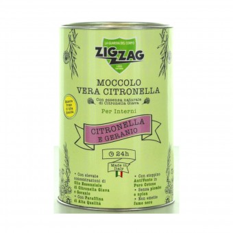 ZIG ZAG CITRONELLA MOCCOLO GERANIO e CITROBELLA BARATTOLO DIAMETRO 6,5 CM PER INTERNI , INSETTICIDI VOLANTI, S147932, 46818
