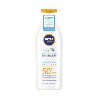 NIVEA KIDS SOLARE LATTE PROTECT&SENSITIVE BAMBINI SPF 50+ 200 ML, SOLARI, S140221, 48744