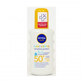 NIVEA KIDS SOLARE SPRAY SENSITIVE BAMBINI E NEONATI 6 MESI IN SU SPF 50+ 200 ML, SOLARI, S106255, 54009
