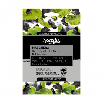 SPEEDY CARE MASCHERA VISO IN TESSUTO 2in1 DETOX & ILLUMINANTE CON CARBONE VEGETALE CARBONE E ALGA KLAMATH, CURA VISO DONNA, S157529, 69975