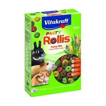 VITAKRAFT PARTY ROLLIS MIX CROCCANTINI PER RODITORI SCATOLA 500 grammi, ALTRI ANIMALI, S157402, 70006