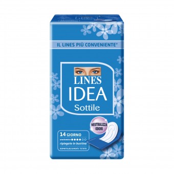 LINES IDEA SOTTILE GIORNO ANATOMICO RIPIEGATO IN BUSTINA 14 PZ, ASSORBENTI ESTERNI, S157198, 70094
