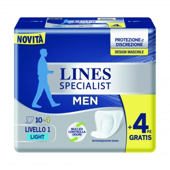 LINES SPECIALIST MEN LEVEL 1 LIGHT 14 PZ - DISPOSITIVO MEDICO CE CLASSE 1, INCONTINENZA ADULTI, S157182, 70104