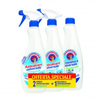 CHANTECLAIR 2 ANTICALCARE ANTIGOCCIA SPRAY 625 ML + 1 SGRASSATORE BICARBONATO RICARICA 625 ML, ANTICALCARE/PULITORE UNIVERSALE, S156984, 70164