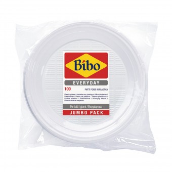BIBO 100 PIATTI FONDI IN PLASTICA BIANCA DM 20,5 CM, ACCESSORI TAVOLA USA E GETTA, S156607, 70308
