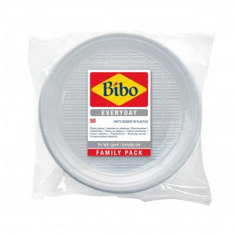 BIBO 50 PIATTI DESSERT IN PLASTICA BIANCA DM 17 CM, ACCESSORI TAVOLA USA E GETTA, S156601, 70313