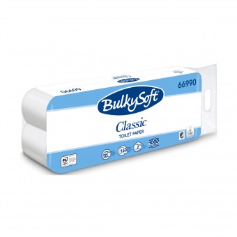 BULKYSOFT CARTA IGIENICA CLASSIC WHITE 10 ROTOLI 2 VELI 160 STRAPPI A ROTOLO, CARTA IGIENICA, S156593, 70315
