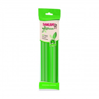 SAMURAI BIO NATURE 40 CANNUCCE VERDI CON SNODO BIODEGRADABILE COMPOSTABLE IN PLA (24 cm x 5 mm), ACCESSORI TAVOLA USA E GETTA, S156441, 70378