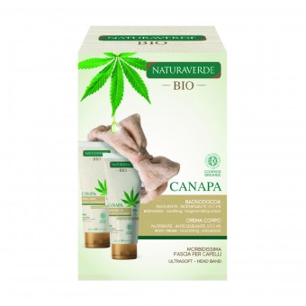 NATURAVERDE BIO CANAPA COFANETTO - BAGNODOCCIA NUTRIENTE RIGENERANTE 250 ML + CREMA CORPO NUTRIENTE VELLUTANTE 200 ML + FASCIA C, CONFEZIONI REGALO, S156381, 70403