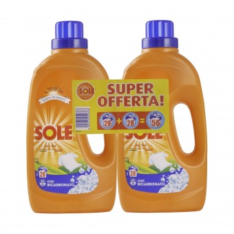SOLE LAVATRICE LIQUIDO BIANCO SPLENDENTE CON BICARBONATO LAVAGGI 28 x 2, BUCATO LAVATRICE, S156093, 70437