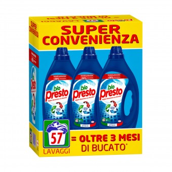 BIO PRESTO DETERSIVO LIQUIDO LAVATRICE BLU CLASSICO 19 LAVAGGI x 3 PEZZI, BUCATO LAVATRICE, S155961, 70482