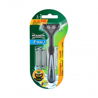 WILKINSON RASOIO XTREME3 FLEXIBLE 1 RASOIO + 5 RICAMBI, LAME E RASOI PER UOMO, S155959, 70483