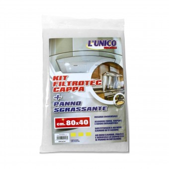 L'UNICO ORIGINALE KIT FILTROTEC CAPPA MISURA UNIVERSALE + PANNO SGRASSANTE CM 80x40, SCOPE / PANNI E ACCESSORI PAVIMENTI, S155814, 70513