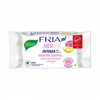 FRIA 12 SALVIETTE INTIMA BIO DELICATA LENITIVA ROSA DAMASCENA E PROPOLI, IGIENE INTIMA, S155589, 70607