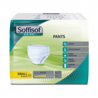 SOFFISOF PANTS AIR DRY SMALL GIRO VITA 50-80 CM ASSORBENZA EXTRA 7 GOCCE 14 PZ, INCONTINENZA ADULTI, S155015, 70704